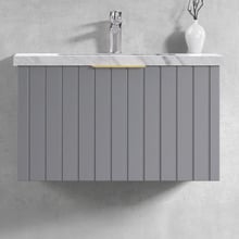 Boardwalk 750mm Matte Grey Wall Hung Single Vanity with 50mm Stone Countertop